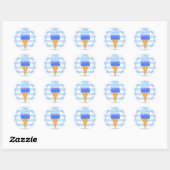 Blauwe zoete ijsje op de eerste verjaardag ronde sticker (Vel)