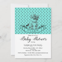 Blauwe zoete kitten baby shower uitnodiging