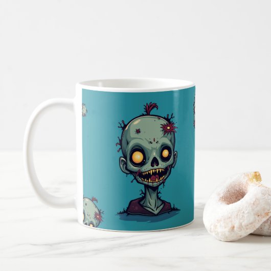 Blauwe zombie koffiemok (Met donut)