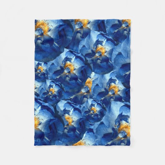 Blauwe Zomer, Blauwe Rozen Bloemen Fleece Deken (Voorkant)