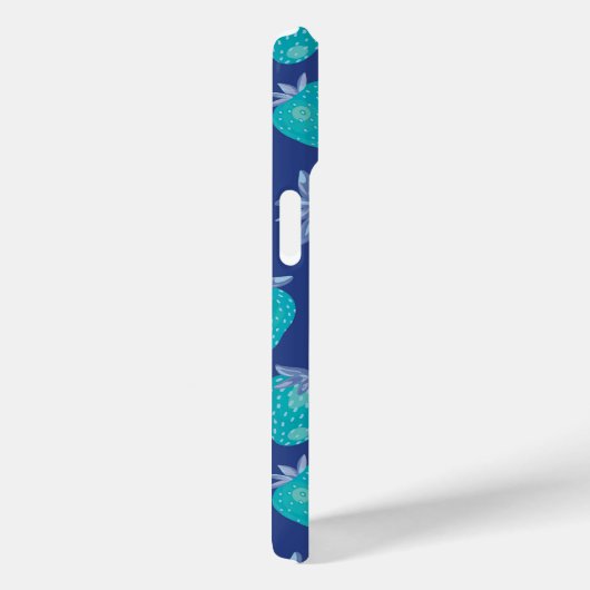 Blauwe zomeraardbeienpatroon Case-Mate iPhone case (Achterkant / Rechts)