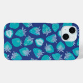 Blauwe zomeraardbeienpatroon Case-Mate iPhone case (Achterkant (horizontaal))