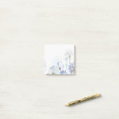 Blauwe zomerbloemen waterverf schets post-it® notes (Op bureau)