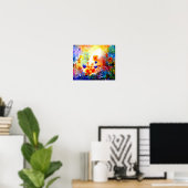 Blauwe zomertuin. poster (Thuiskantoor)