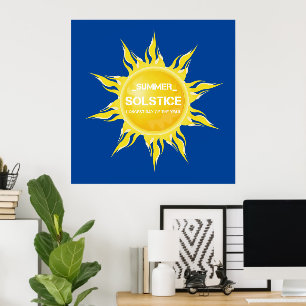 Blauwe zomerzonnewende de langste dag van het jaar poster