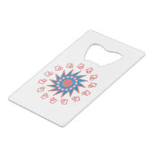 Blauwe zon kredietkaart flessenopener (Voorkant Gekanteld)