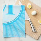 Blauwe zon monogram gepersonaliseerd theedoek (Quarter Fold)