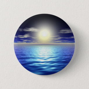 Blauwe zon ronde button 5,7 cm