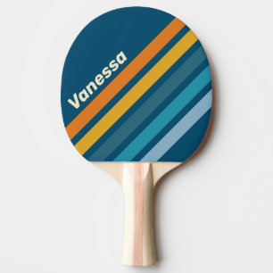 Blauwe Zon Schuine Strepen met Naam Tafeltennisbatje
