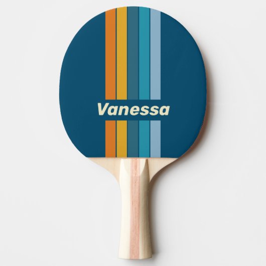 Blauwe Zon Speld Gestreeptd met Naam Tafeltennisbatje (Voorkant)