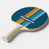 Blauwe Zon Speld Gestreeptd met Naam Tafeltennisbatje (Voorkant Gekanteld)