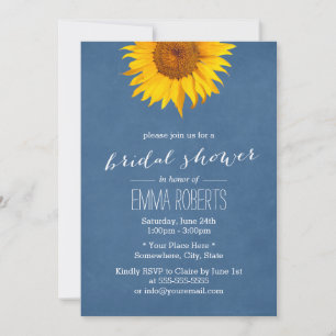 Blauwe zonnebloem Bridal Shower Invitations Kaart