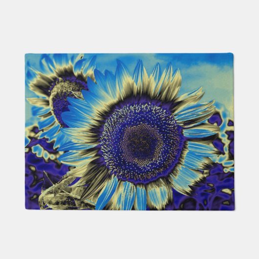 Blauwe zonnebloem deurmat (Voorkant)