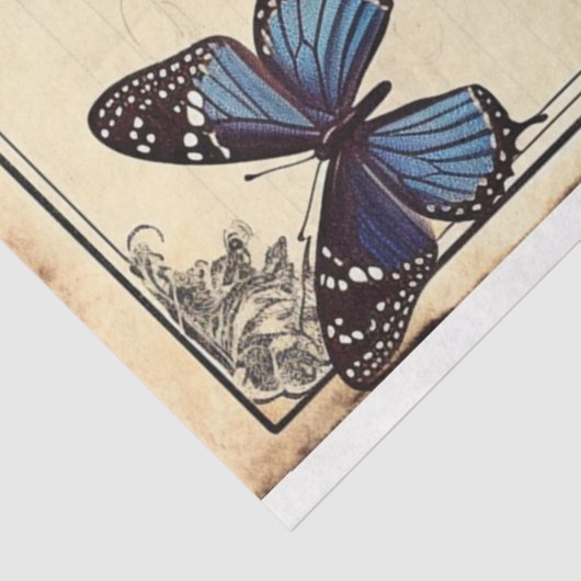 Blauwe zonnebloem en vlinderbloem tissuepapier (Detail)