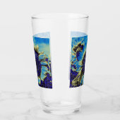 Blauwe zonnebloem glas (Links)