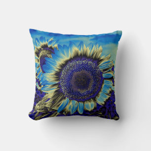 Blauwe Zonnebloem Kussen