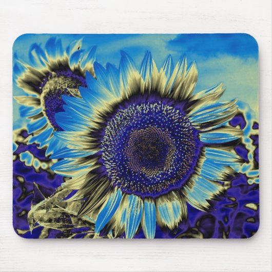 Blauwe zonnebloem muismat (Voorkant)