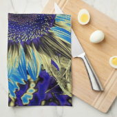 Blauwe zonnebloem theedoek (Quarter Fold)