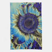 Blauwe zonnebloem theedoek (Verticaal)