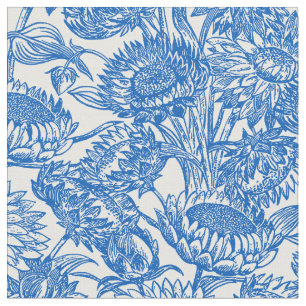 Blauwe zonnebloemen Toile Stof