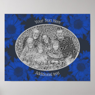 Blauwe zonnebloemen Voeg uw foto gepersonaliseerd Poster