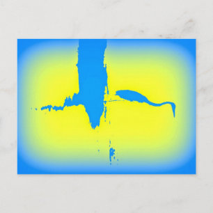blauwe zonnebrand briefkaart