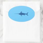 Blauwe zwaardvis ovale sticker (Tas)