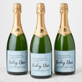 Blauwe Zwangerschaps Aankondiging Mousserende Wijn Sparkling Wijnetiket (Flessen)