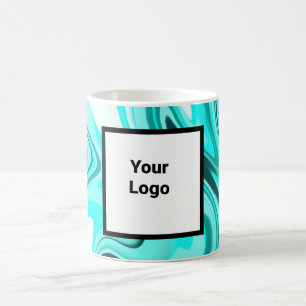 Blauwe zwarte acryl giet marmer voeg je logo toe koffiemok