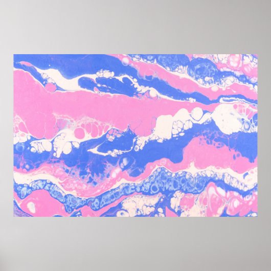 BLAUWE ZWARTE EN BROEIENDE ABSTRACTE VERDELING POSTER (Voorkant)