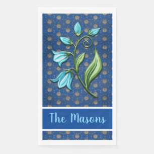 Blauwe, zwarte en grijze Polka Dots Bellflowers Servet