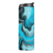 Blauwe, zwarte en witte marmer thermosbeker (Gedraaid links)