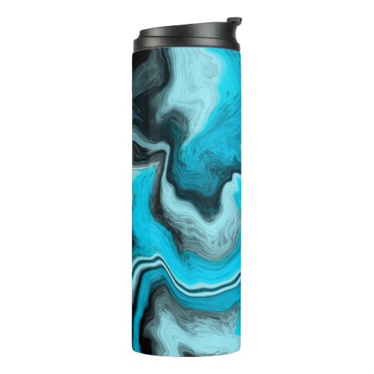 Blauwe, zwarte en witte marmer thermosbeker (Gedraaid links)