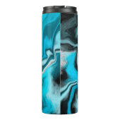 Blauwe, zwarte en witte marmer thermosbeker (Achterkant)