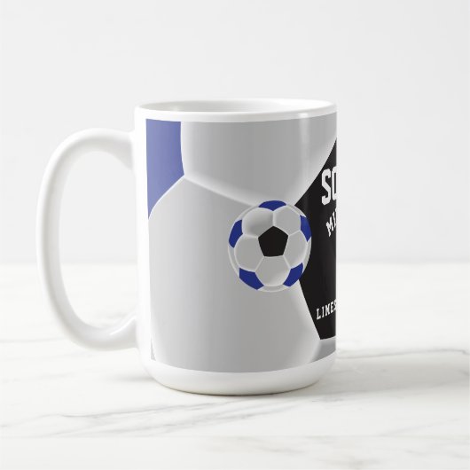 Blauwe, zwarte en witte ⚽ sport koffiemok (Links)