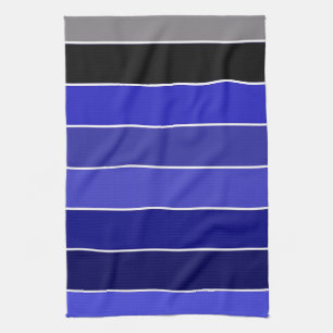 Blauwe, zwarte en witte strepen theedoek