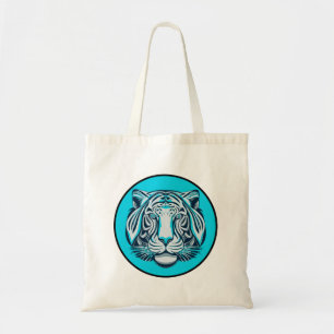 Blauwe, Zwarte en Witte Tijger Tote Bag