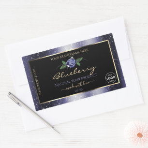 Blauwe zwarte etiketten voor mousserende glitter-L