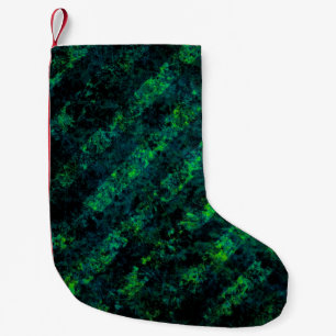 Blauwe zwarte groene gestreepte achtergrond met bl kleine kerstsok
