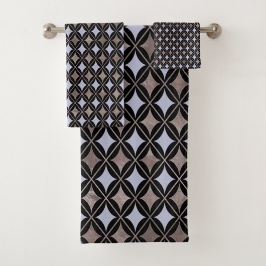 BLAUWE ZWARTE HAMPTONS STIJL BATHROOM TOWEL SET BAD HANDDOEK (Insitu)