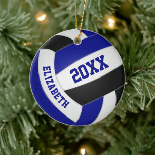 Blauwe zwarte jongens: volleybal keramisch ornament