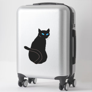 Blauwe zwarte kat sticker