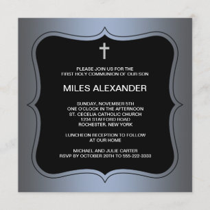 Blauwe Zwarte Kruisjongens Eerste Communie Kaart