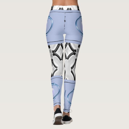 blauwe zwarte legging lang tiener (Achterkant)