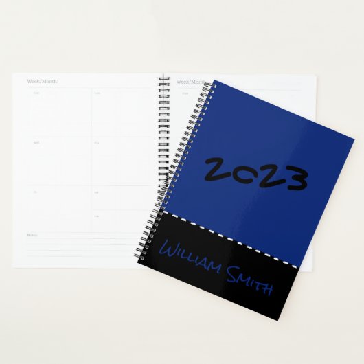 Blauwe zwarte plank planner (Display)