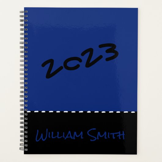 Blauwe zwarte plank planner (Voorkant)