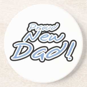 Blauwe/zwarte tekstgroep Nieuwe pap-cadeaus Zandsteen Onderzetter