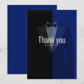 Blauwe zwarte tuxedo poker bachelor party bedankt (Voorkant / Achterkant)