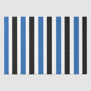Blauwe zwarte verticale strepen tissuepapier