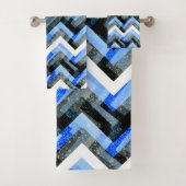 Blauwe zwarte witte kaas getextureerd  bad handdoek (Insitu)